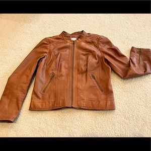 Brown genuine leather Halogen jacket size XL. I purchased from Nordstrom’s. EUC